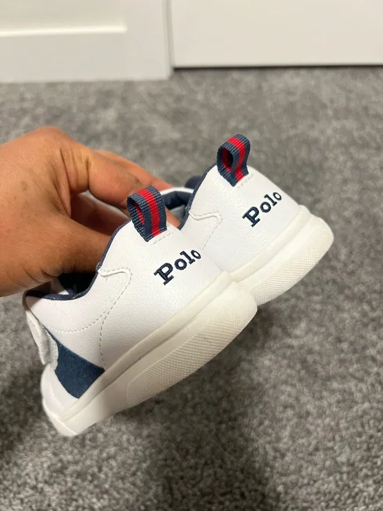 Polo by Ralph Lauren White and Navy Kids Sneakers - Picture 9 of 13